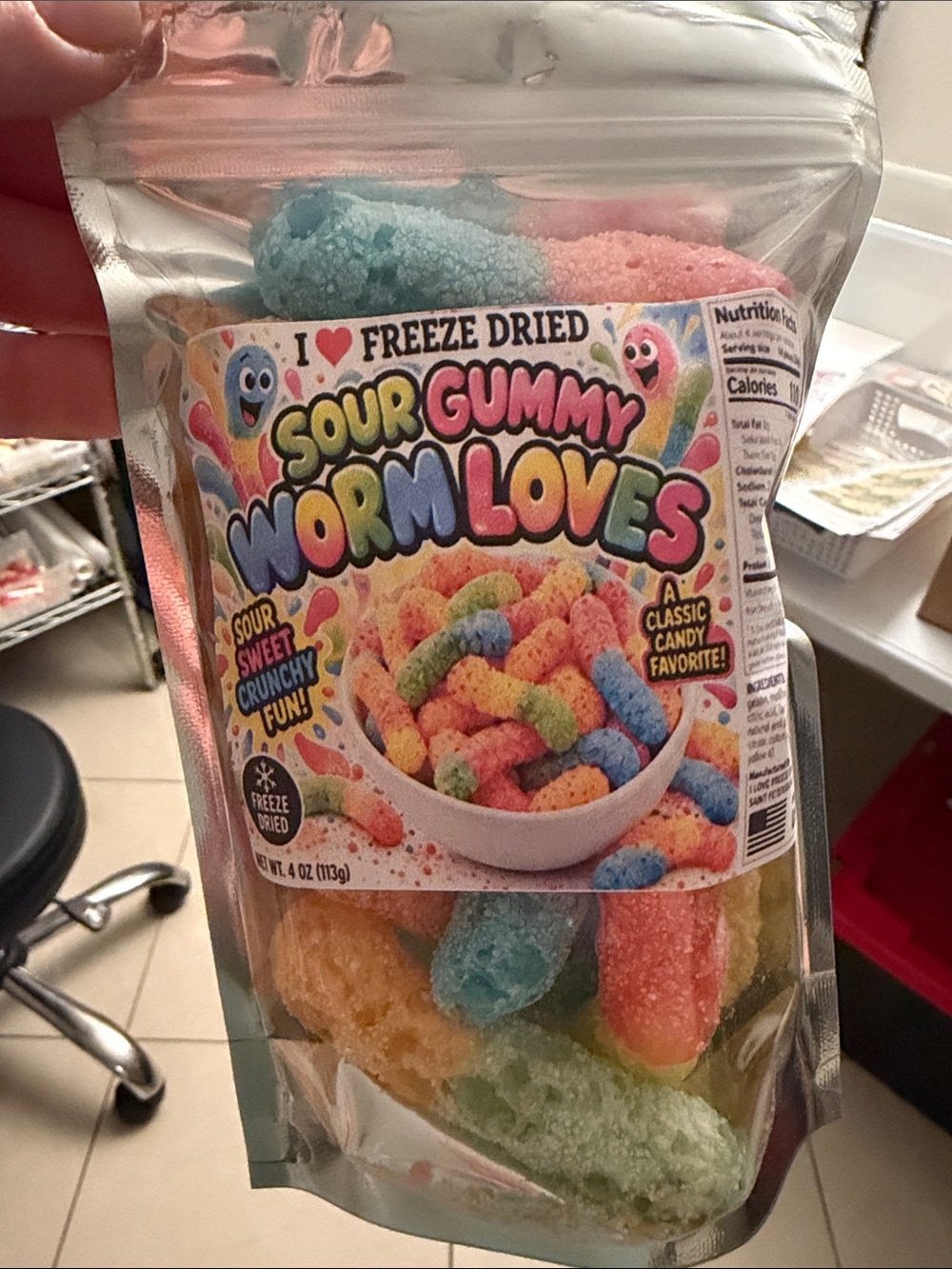 I β₯ Freeze Dried Sour Gummy Worm Loves - Multi Color Party Candy